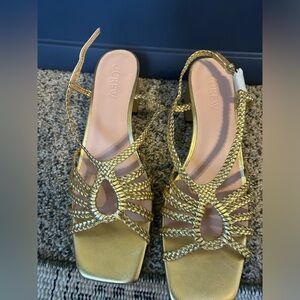 Never worn J Crew size 12 gold sandals